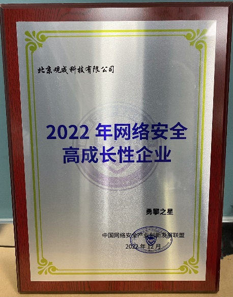 观成科技获第一届网络安全高成长性企业-勇攀之星